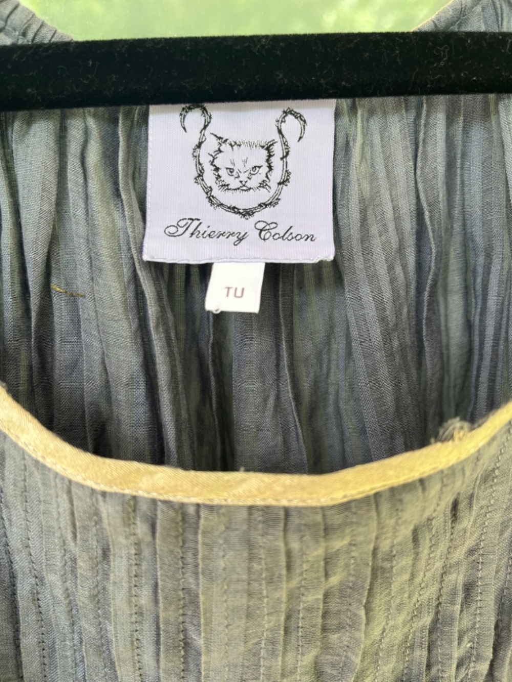 Thierry Colson sheer blue cotton silk blend dress TU size (French for ONE SIZE) - Picture 3 of 10